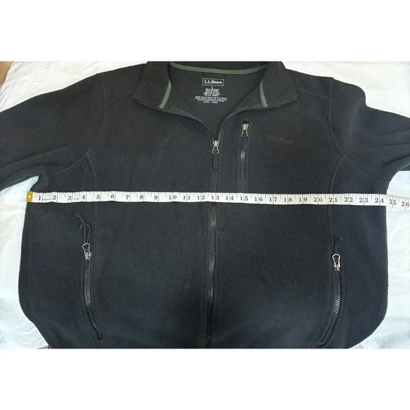 L.L. Bean Jacket Mens Medium Black Polartec Fleece Full Zip Pockets Outdoor - Picture 6 of 8
